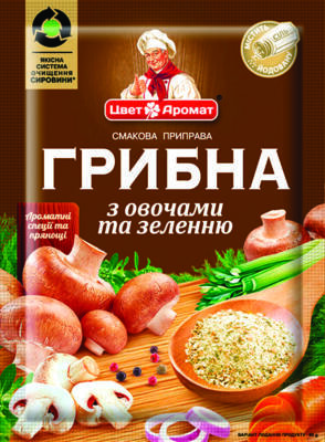 Приправа грибна з овочами та зеленню без ГМО Цвіт Аромат 80г