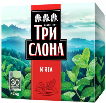 Чай трав'яний м'ята Три Слони (30 пакетиків х 1,4 г) 42г