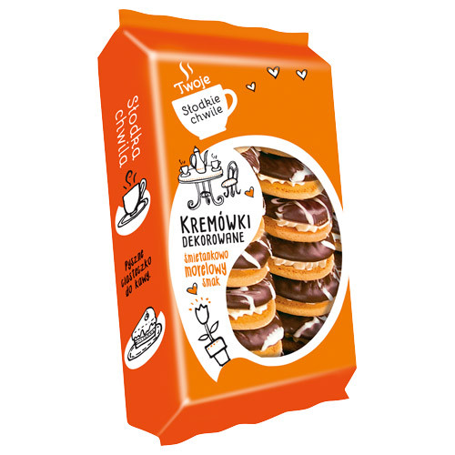 Печиво бісквітне з кремом та абрикосовим джемом Kremowki dekorowane 380г Польща