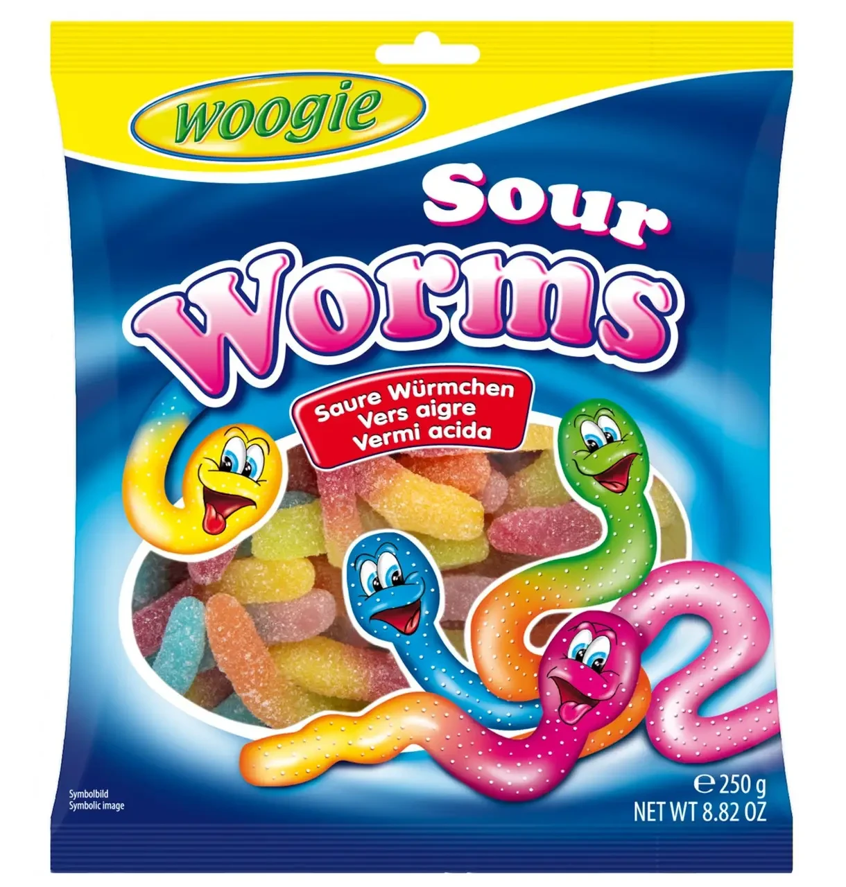 Цукерки жувальні Кислі Черв'ячкиWoogie Sour Worms 250 г Австрія