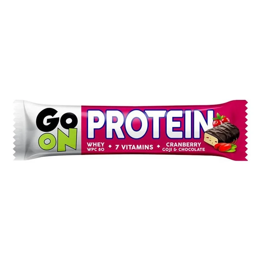 Протеїновий батончик 7 витаминів з журавлиною та ягодами годжі GO ON PROTEIN Granberry Goji 50г Польща
