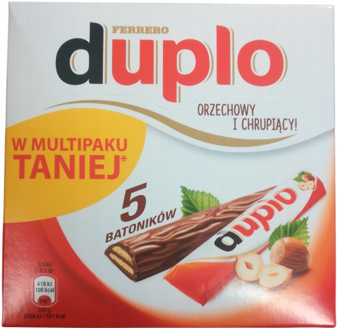 Шоколадний батончик із шоколадно-горіховою начинкою Ferrero Duplo (5x18.2 г) 91 г Німеччина