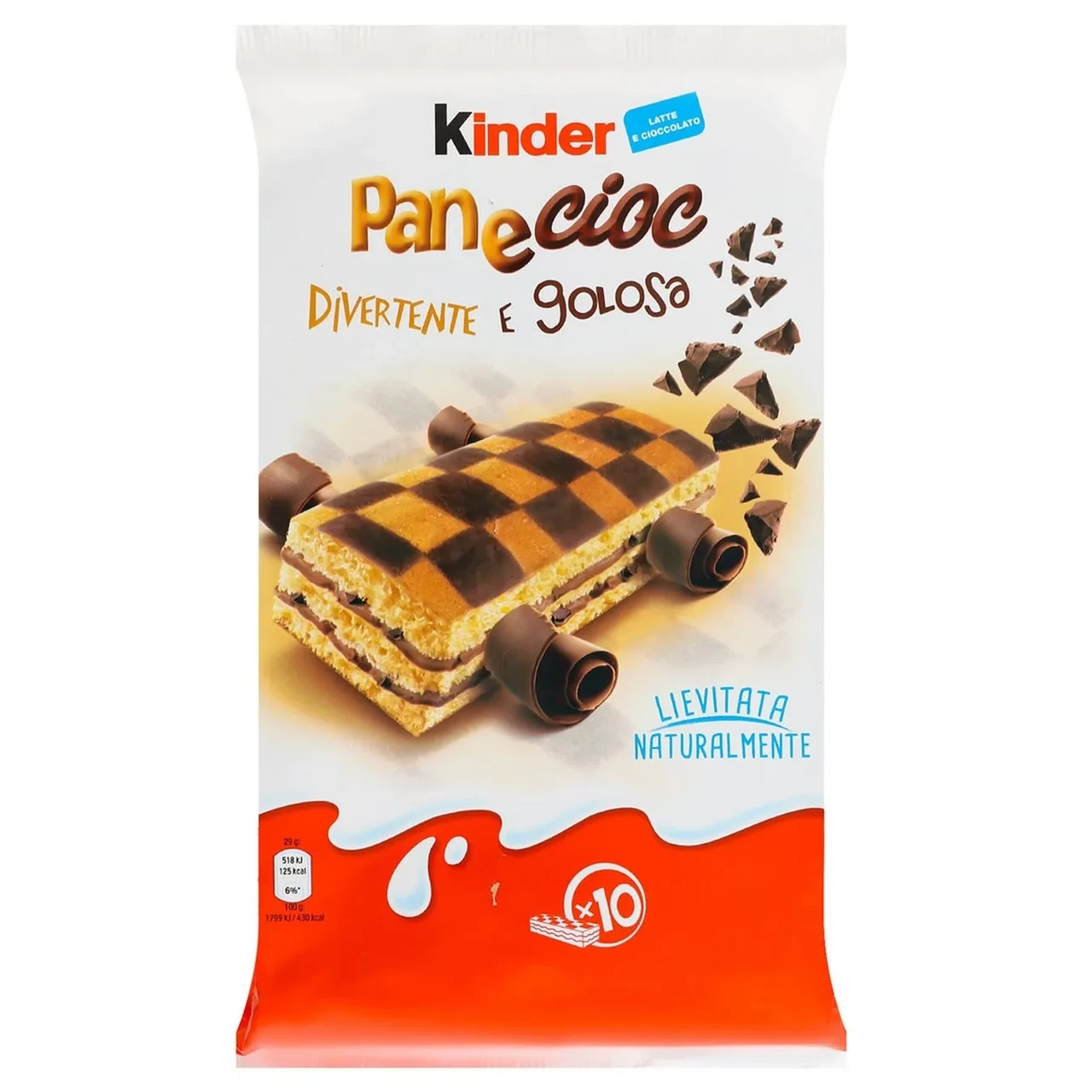 Бісквітне тістечко з шоколадною стружкою Kinder Pan e cioc (10x29г) 290г Італія