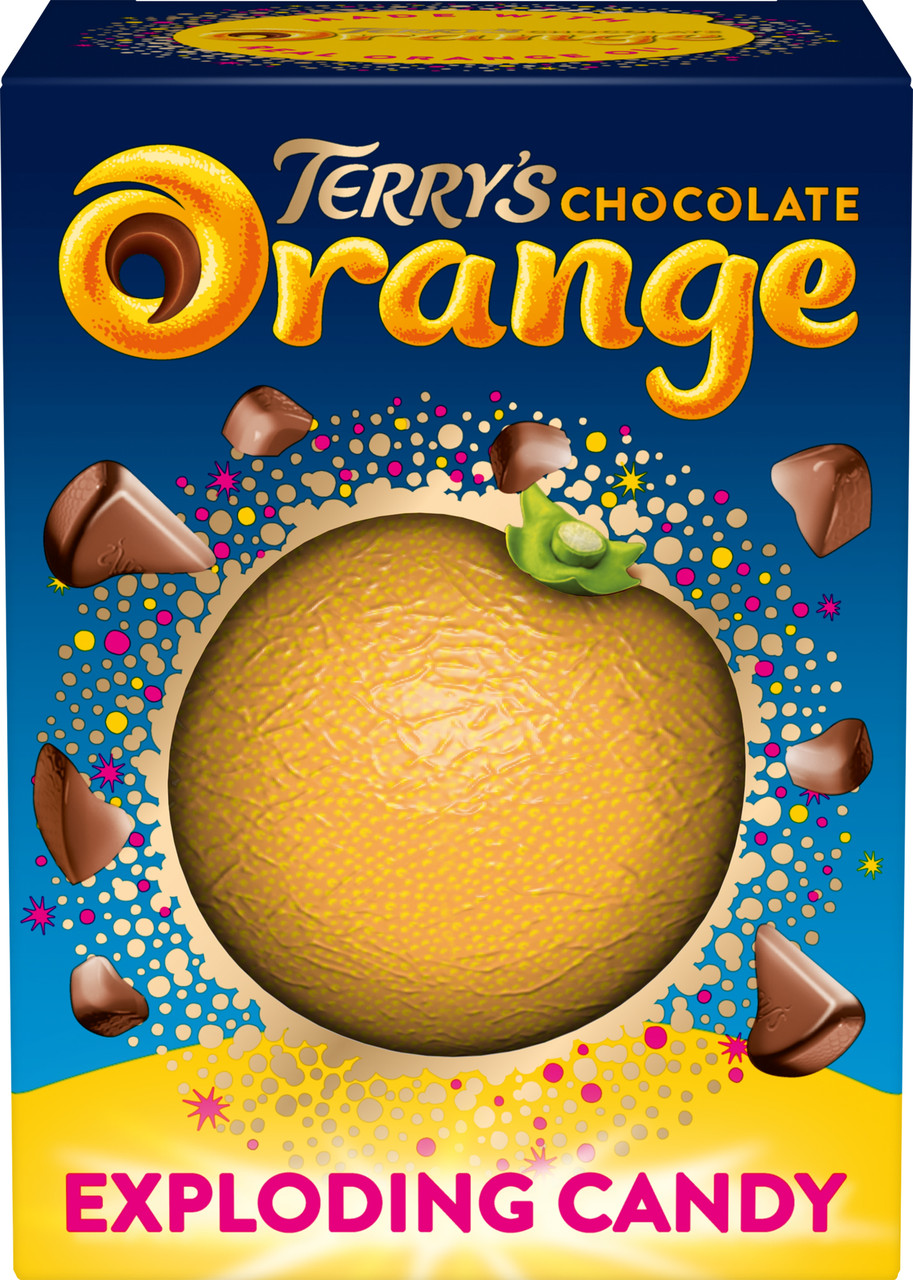 Шоколадний апельсин з карамеллю, що вибухає, Terrys Chocolate Orange Exploding Candy 147г Франція