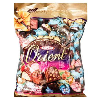 Шоколадні цукерки з повітряним рисом зі смаками горіха, полуниці, кокоса Tayas Orient Туреччина 1кг