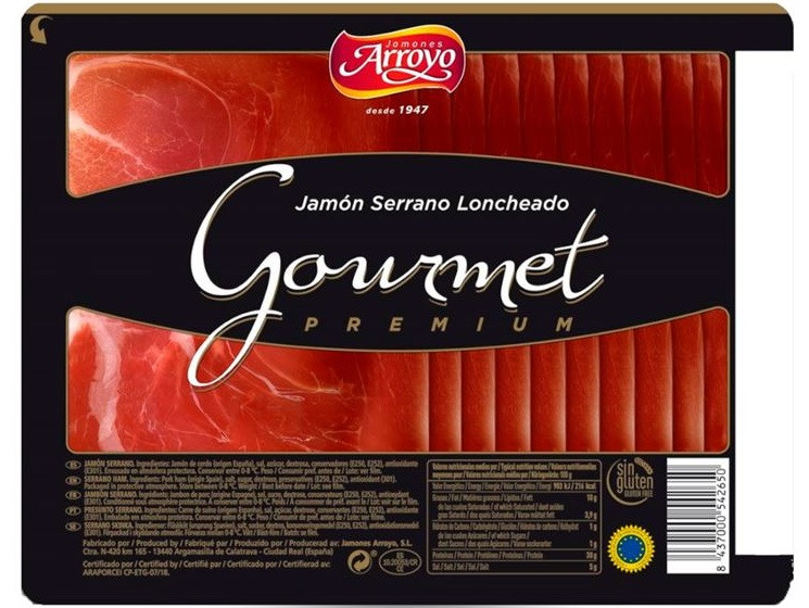 Хамон нарізка БЕЗ ГЛЮТЕНУ JAMON SERRANO Gourmet Arroyo 250г Іспанія