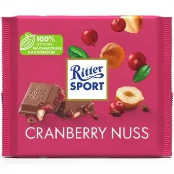 Шоколад молочний із журавлиною та горіхами Ritter Sport Cranberry Nuss 100 г Німеччина