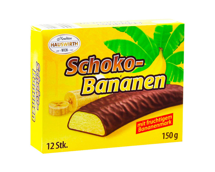 Цукерки шоколадні Banana Schoko Bananen (Бананова суфле) Hauswirth Австрія 150 г