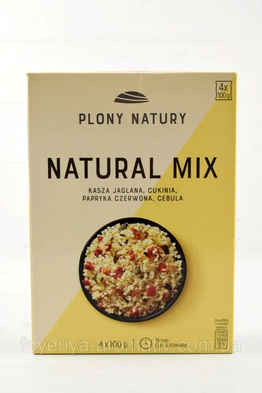 Крупа (каша) пшона PLONY NATURY МІКС (пшено, цукіні, перець (паприка) червоний, цибуля) (4х100 г) Польща 400Г