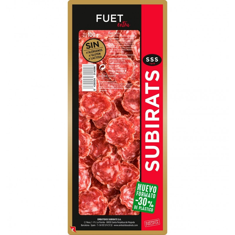 Ковбаса нарізка SUBIRATS FUET без глютену, лактози, алергенів, 100 г Іспанія