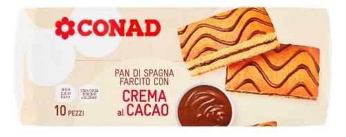 Бісквітне тістечко з шоколадним кремом Conad Crema al cacao (10х28г) 280г Італія