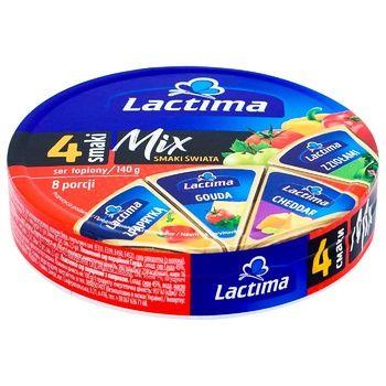 Сир плавлений Мікс порційний,Lactima Mix 4 смаки 140г