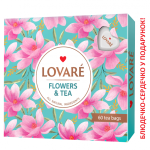 Чай Lovare Асорті "Квіти та чай" Flowers and Tea 12 видів по 5 пакетів (60 шт.) + Блюдце Серце