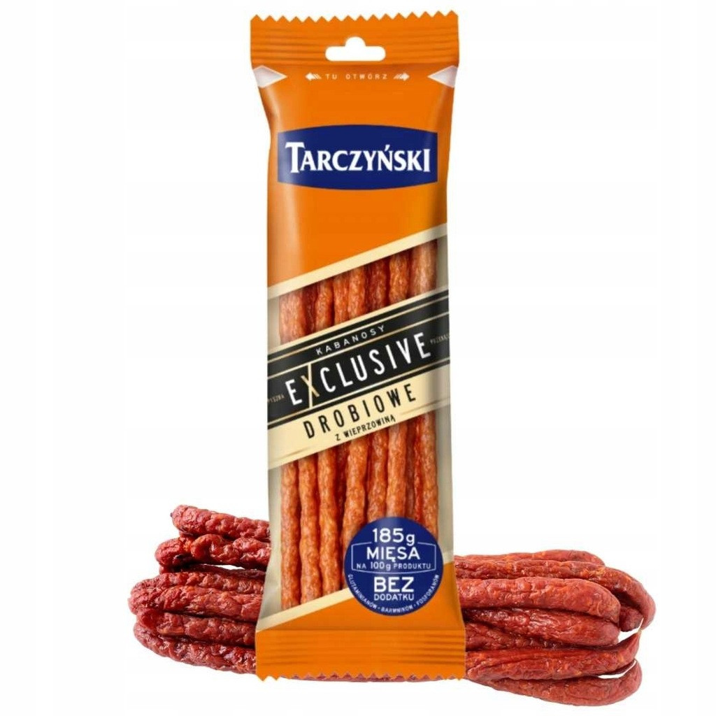 Ковбаски Кабанос зі свинини, БЕЗ ГЛЮТЕНА, TARCZY ⁇ SKI Exclusive Kabanosy 170 г Польща