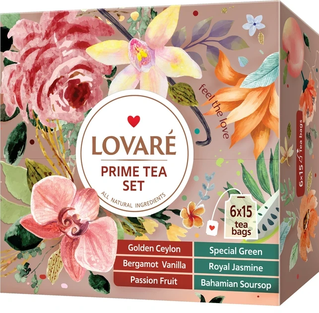 Чай колекційний "6 смаків" Lovare Prime Tea Set (6 х 15шт) 157,5г