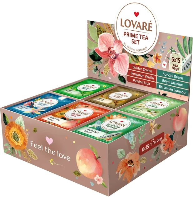 Чай колекційний "6 смаків" Lovare Prime Tea Set (6 х 15шт) 157,5г