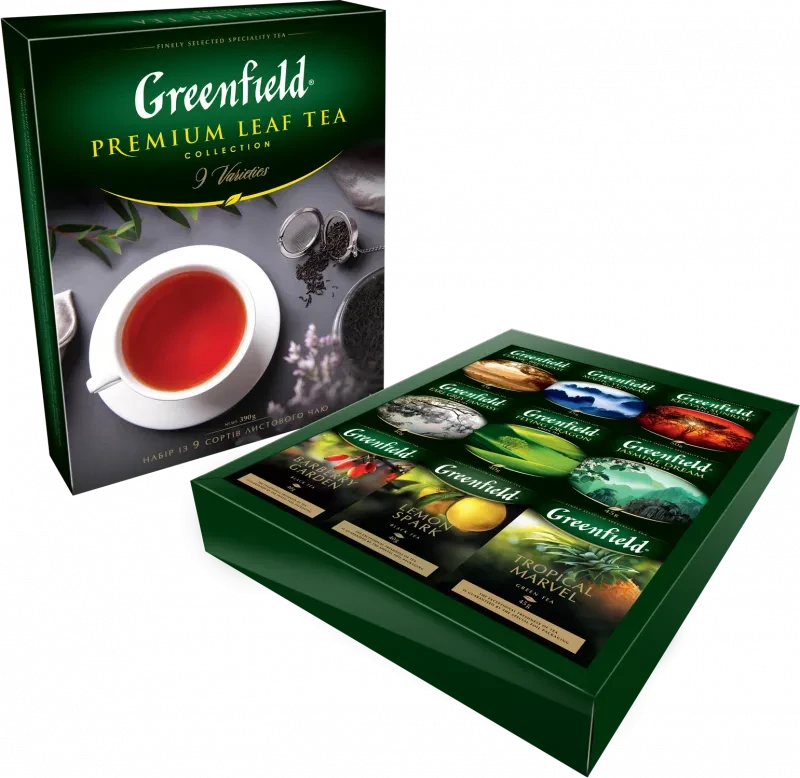 Набір із 9 сортів чаю Greenfield «Premium Leaf Tea» 390г