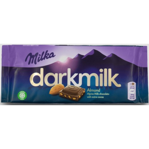 Шоколад чорний із мигдалем Milka Darkmilk Almond Швейцарія 85г