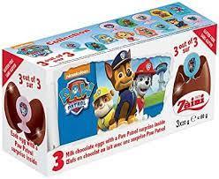 Яйця із сюрпризом із білого та молочного шоколаду Щенячий патруль БЕЗ ГЛЮТЕНУ Paw Patrol (3x20г) 60г Італія