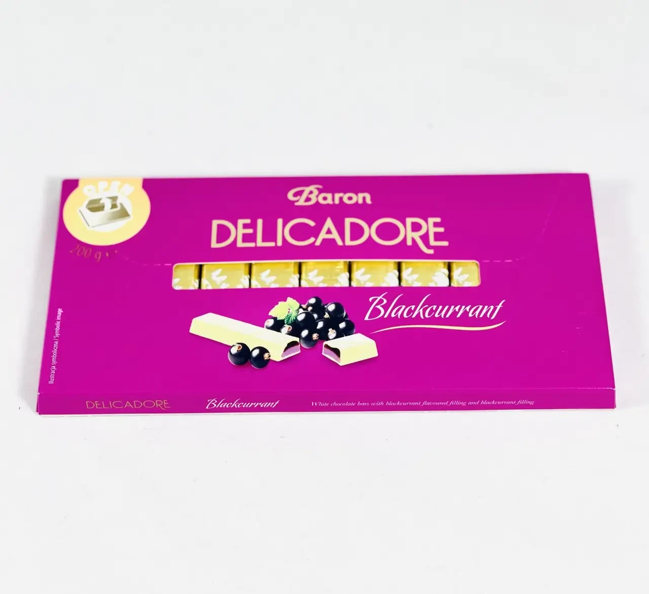 Шоколад білий із чорною смородиною Baron Delicador Blackcurrant 200 г Польща