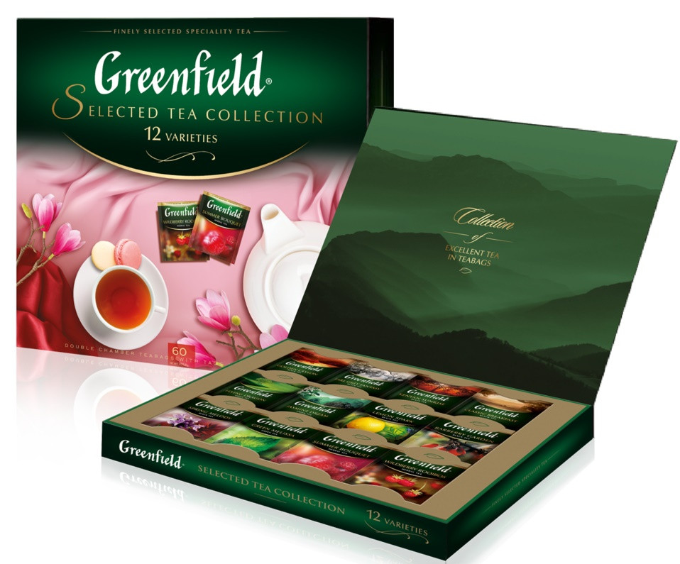 Набір із 12 сортів чаю Greenfield "Selected Tea Collection" (60пакет.) 107,5г