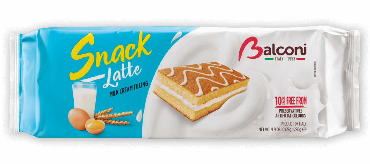Бисквитное пирожное со сливочно-творожным кремом Balconi Snack Latte (10х28г) 280г Италия