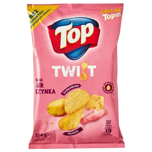Чіпси хвилясті зі смаком шинки із сиром TOP Twist karbowane Smak ser szynka 170г Польща