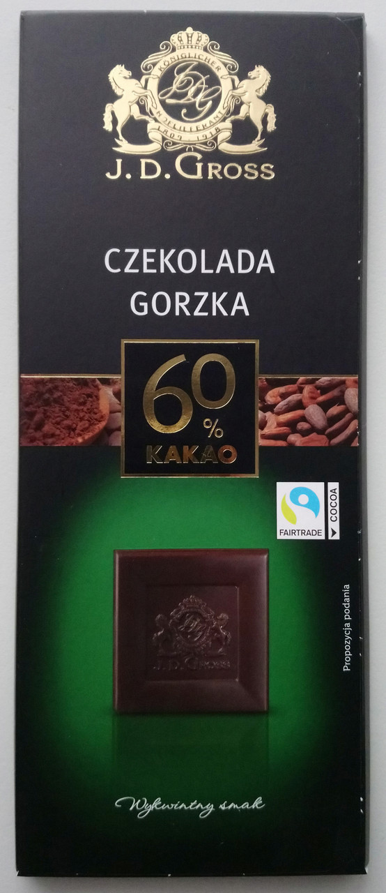 Шоколад чорний 60% какао J.D. Gross Czekolada Gorzka 125г Німеччина
