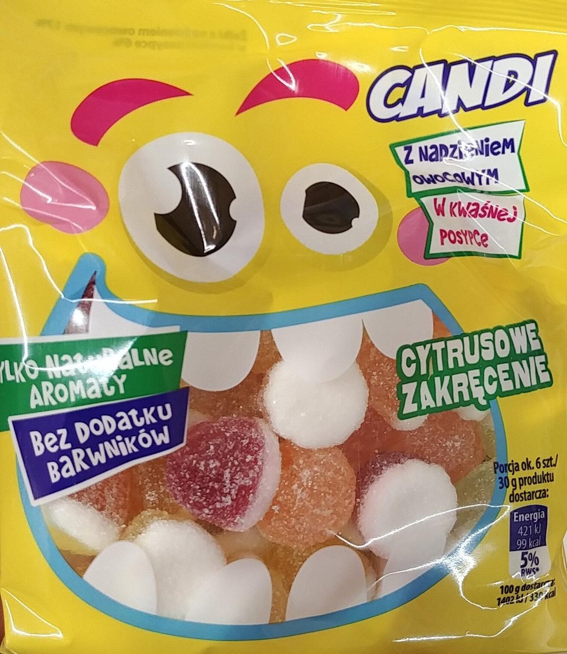 Желейні цукерки з фруктовою начинкою в кислому посипанні Цитрусовий Вихор CANDI 200г Польща