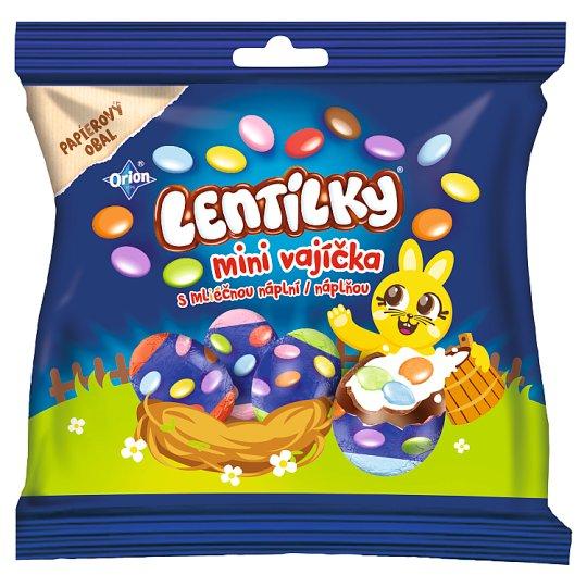 Шоколадні міні-яйця з молочним кремом і кольоровими драже Lentilky Orion 81 г Італія