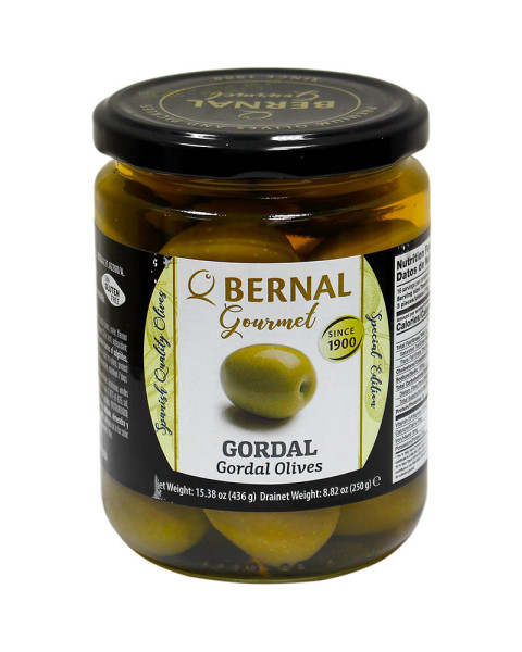 Оливки зелені з кісточкою Гігант  БЕЗ ГЛЮТЕНУ Bernal Gourmet Gordal Olives 436г Іспанія