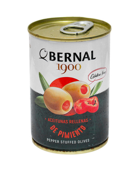 Оливки зелені фаршировані перцем  БЕЗ ГЛЮТЕНУ Bernal Aceitunas rellenas de pimiento 292г Іспанія