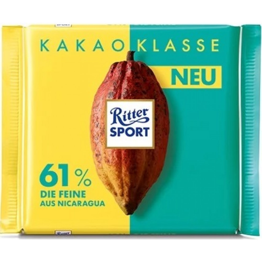 Шоколад чорний 61% какао Ritter Sport Kakao Klasse Німеччина 100 г