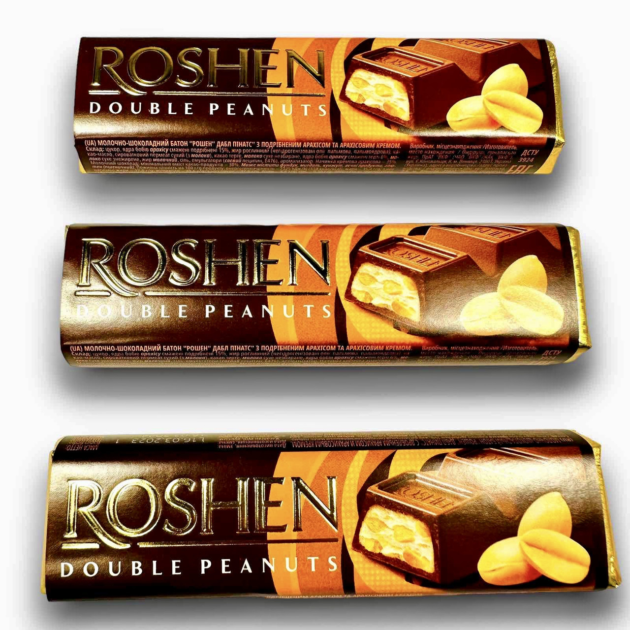 Батончик Roshen з подрібненим арахісом і арахісовим кремом 40г