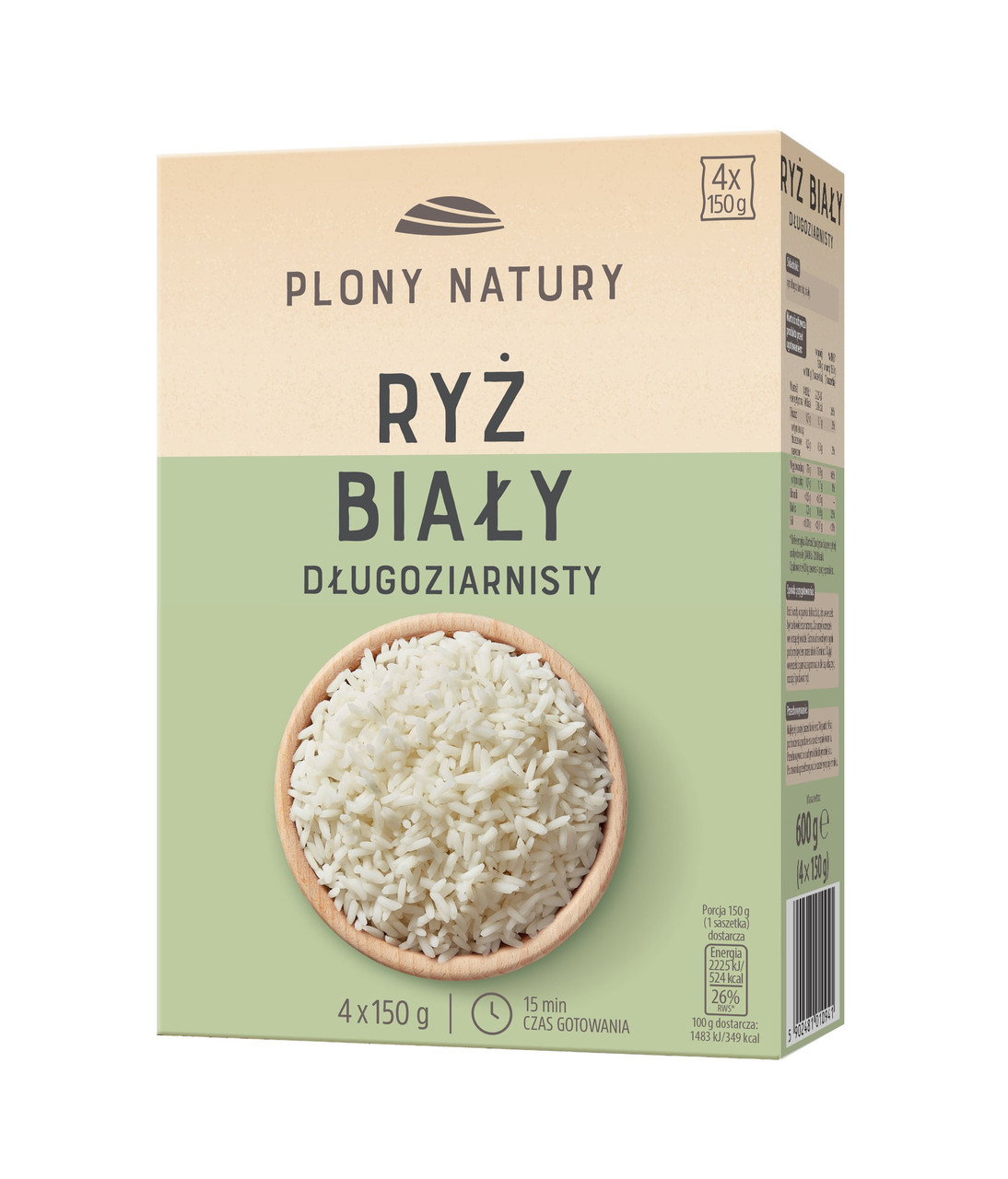 Рис білий довгозернистий Plony Natury (4х150г) 600г Польща