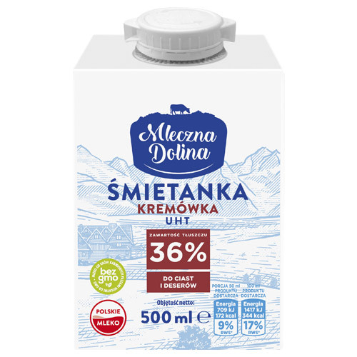 Вершки 36% Mleczna Dolina Smietanka Kremowka 500мл Польща