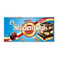 Шоколад чорно-білий Studentska з родзинками і арахісом Чехія 180г