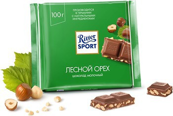 Шоколад молочний із лісовим горіхом Ritter Sport Nuss-Splitter Німеччина 100 г