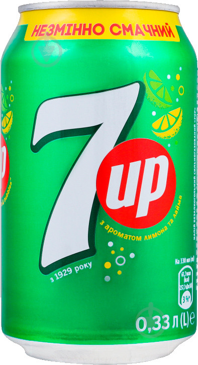 Напій сильногазований 7UP 330мл з/б