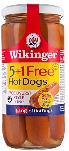 Сосиски копчені з м'яса птиці та свинини в розсолі Wikinger Hot Dogs 380г/240г Німеччина