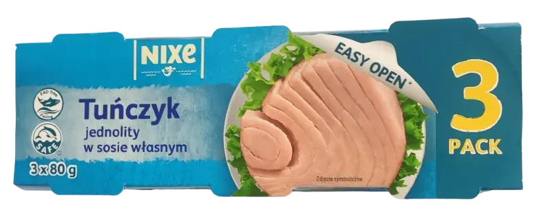 Тунець у власному соку Nixe Tunczyk jednolity 3x80г Німеччина
