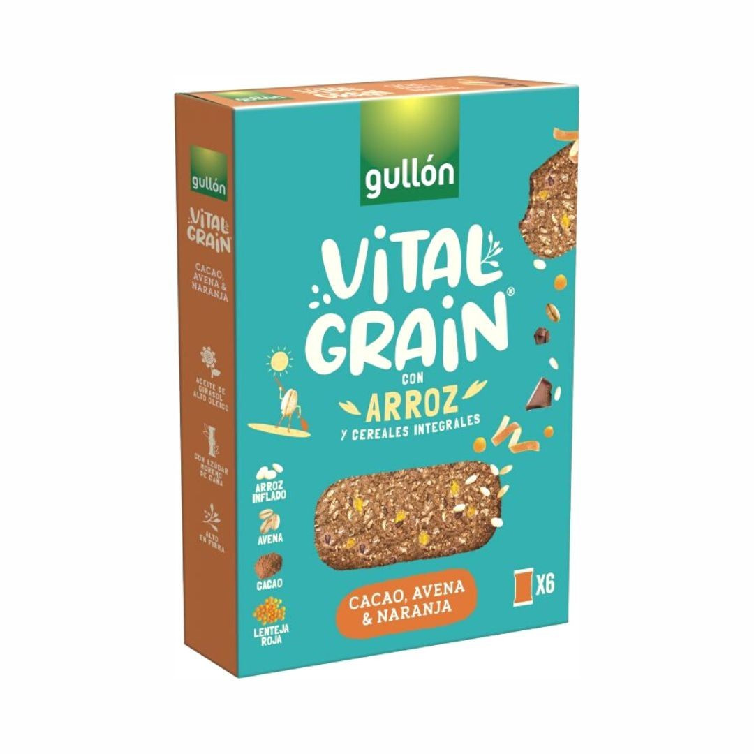 Печиво злакове з какао та апельсином Gullon Vital Grain Cacao, Avena&Naranja (6х41.2г) 247.2г Іспанія