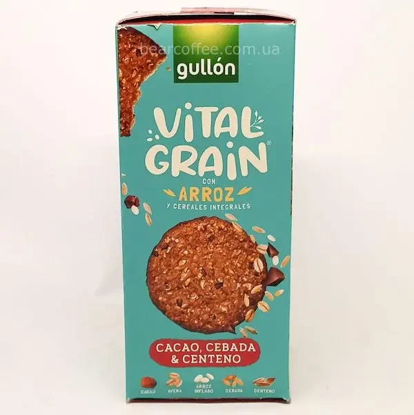 Злакове печиво з какао Gullon Vital Grain Cacao, Cebada&Centeno 250г Іспанія