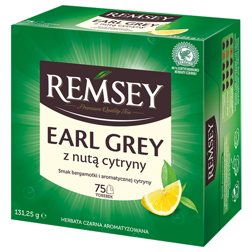 Чай чорний Сивий Граф з бергамотом та лимоном Remsey Earl Grey (75х1,75г) 131,25г Польща