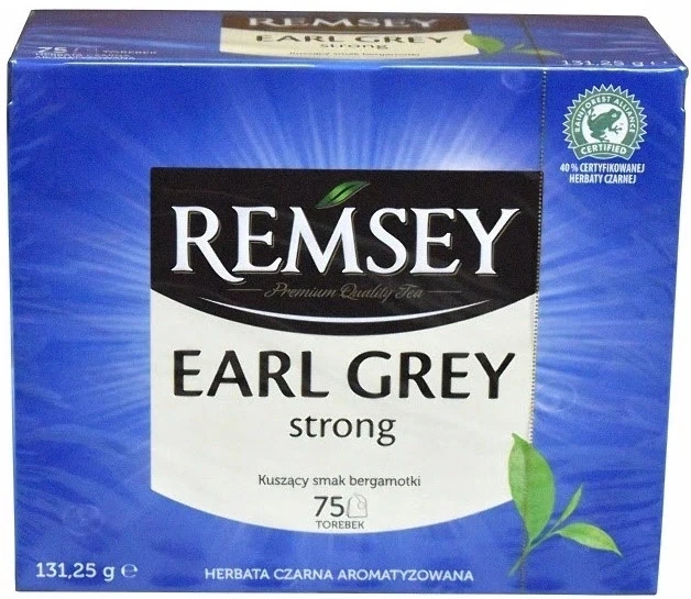 Чай чорний Сивий Граф із бергамотом міцний Remsey Earl Grey strong (75х1,75г) 131,25г Польща