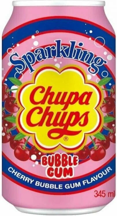 Напій газований зі смаком вишневої жувальної гумки Chupa Chups Bubble Gum 345 мл ж/б Корея