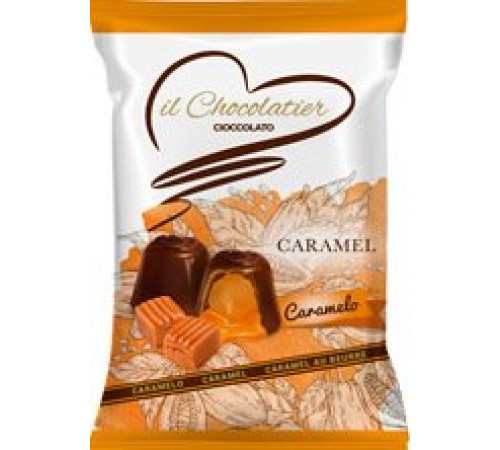 Конфеты из молочного шоколада с карамельным кремом il Chocolatier Caramel.  Состав: 60% молочный шоколад: сахар, какао-масло, сухо