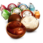 Цукерки з молочного шоколаду Асорті БЕЗ ГЛЮТЕНА Eurochoc Esferas Doble Fleco 1кг Іспанія