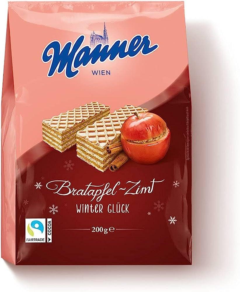Вафлі Зимовий Міраж із запеченим яблуком та корицею Manner Winter Gluck Bratapfel-Zum 200г Австрія