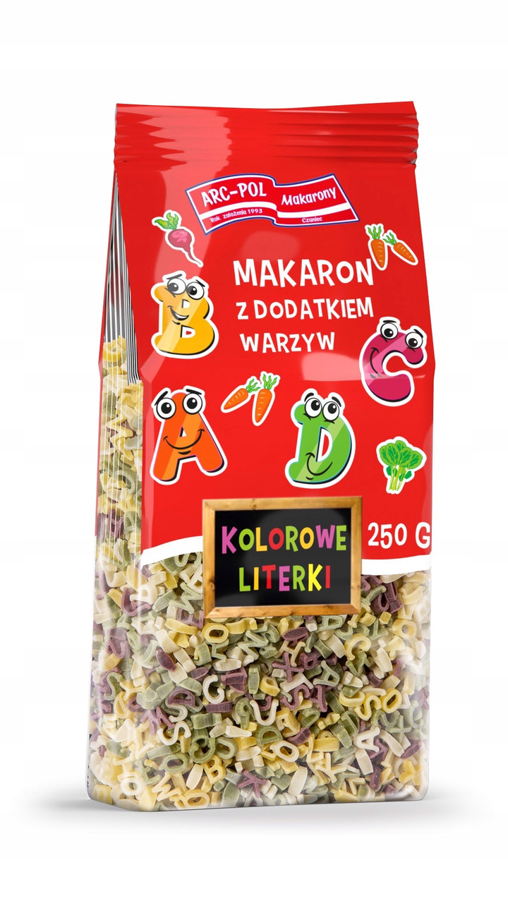 Макарони з додаванням овочів дитячі Arc-Pol Kolorowe literki 250г Польща